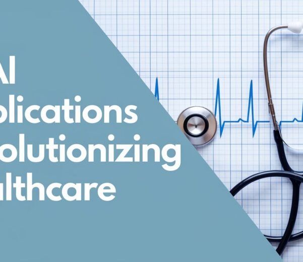 An illustration of AI applications revolutionizing healthcare with advanced technology improving patient care and diagnostics.